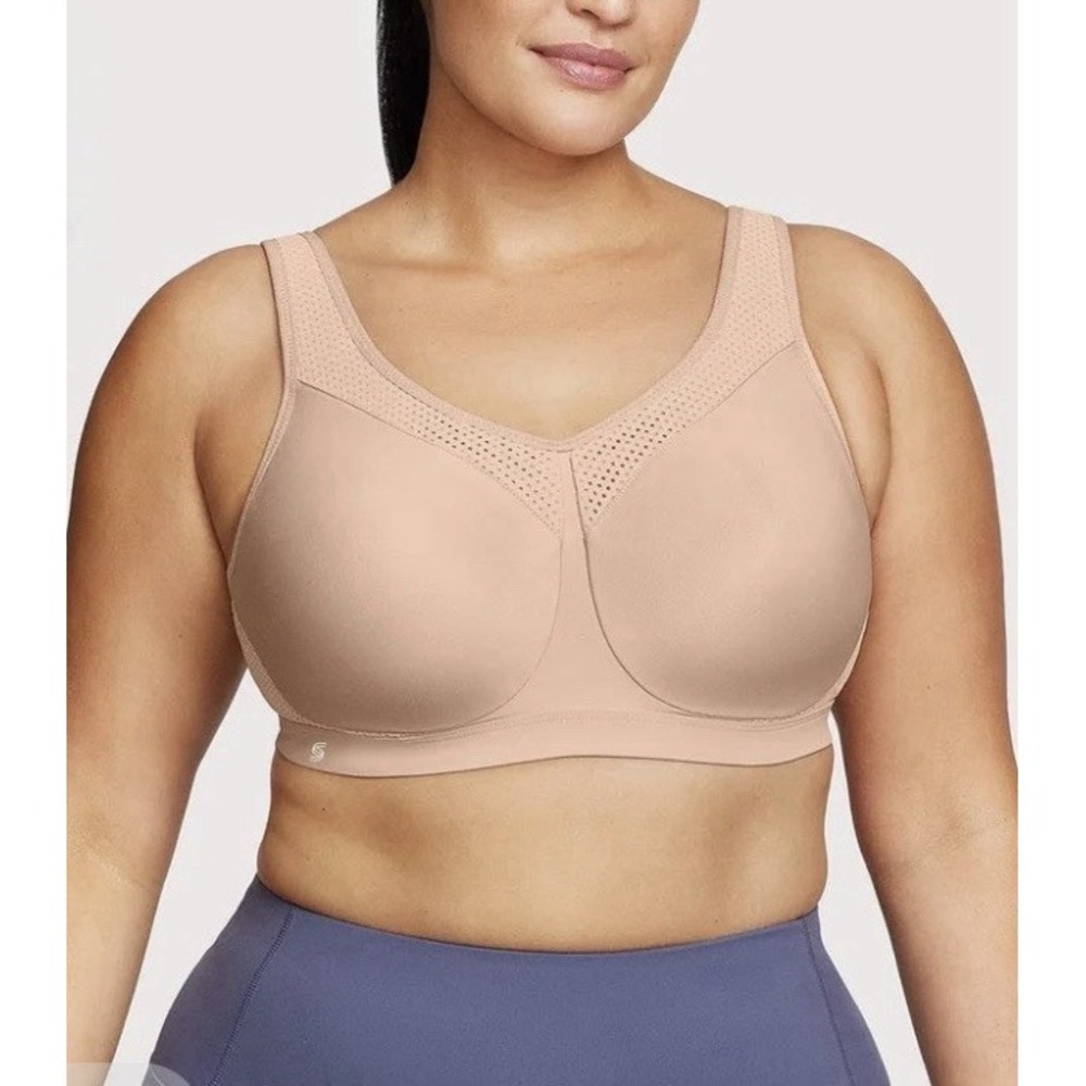 NEW Glamorise High Impact Underwire Sports Bra 38DD Cafe Tan Beige 9066